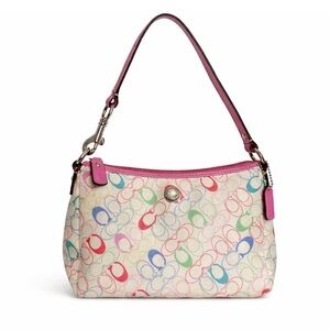 Coach Chelsea Rare Y2K Multicolor Signature Print Pink 2-Way Mini Shoulder Bag